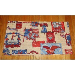 Vintage Patriotic Barkcloth Fabric Valence Scrap mcm retro 10.6" by 85.6"